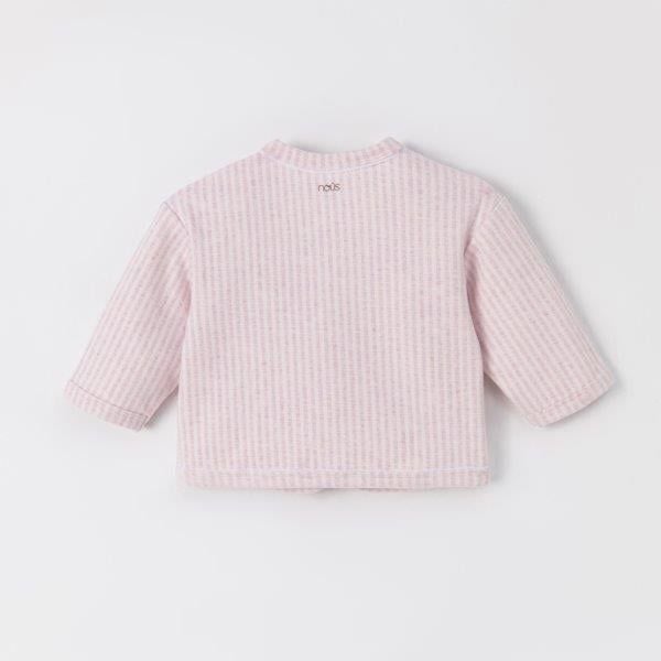  Áo khoác cardigan kẻ tím hình thêu trang trí 